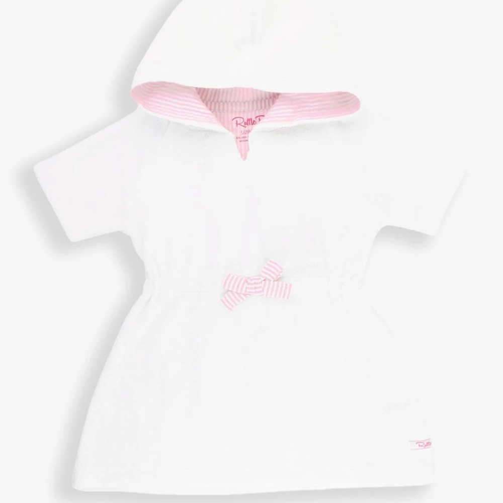 Ruffle Butts girls White Hooded Towel Dresssize 4